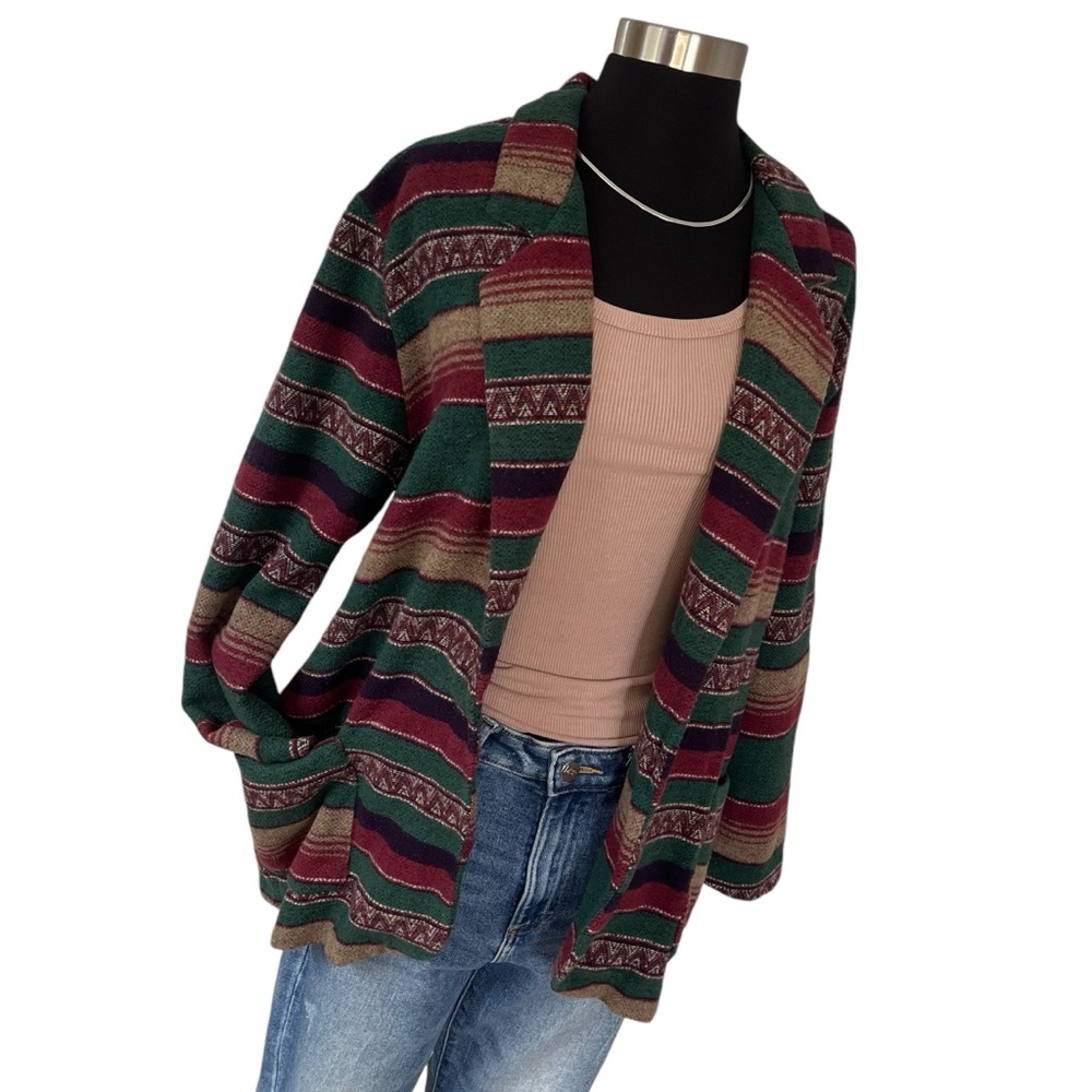Vintage Southwestern stripe cotton blend blazer single breasted M